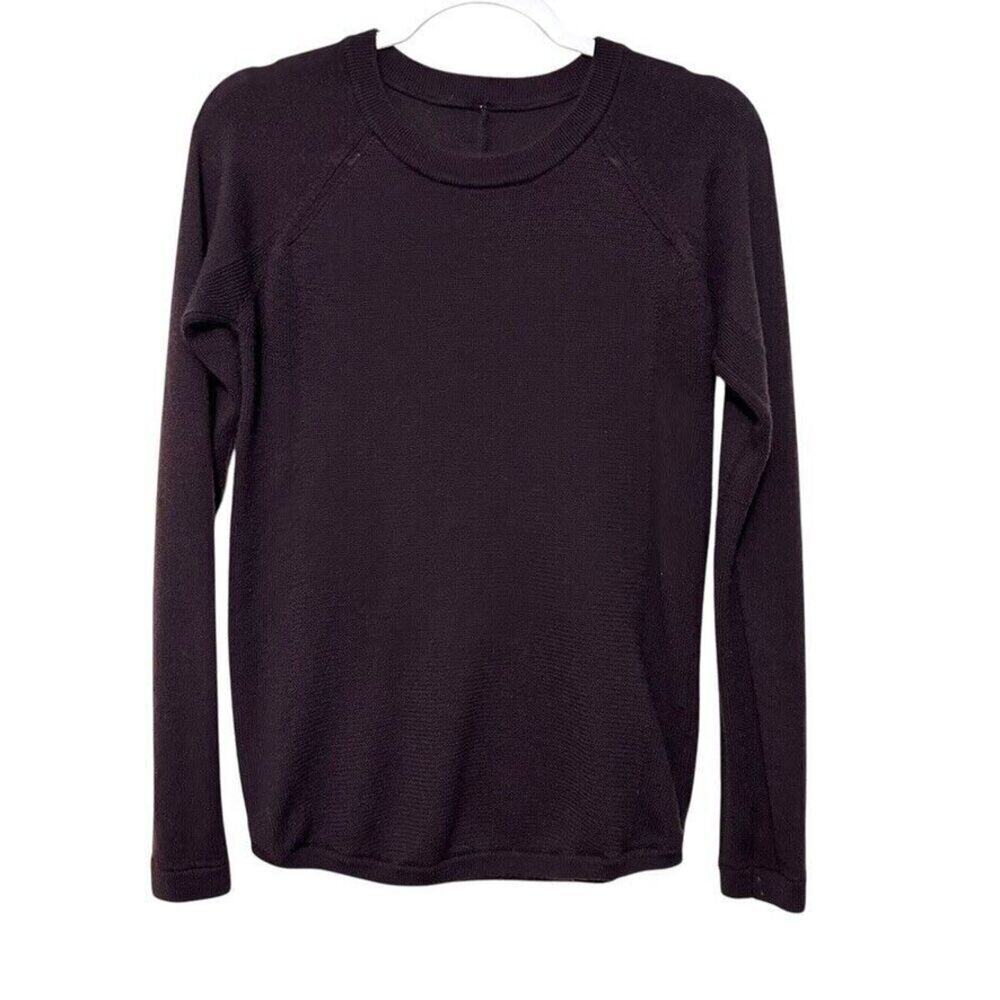 Lululemon Simply Wool Sweater‎ Women's 4 Black Cherry Sweat Wicking Breathable